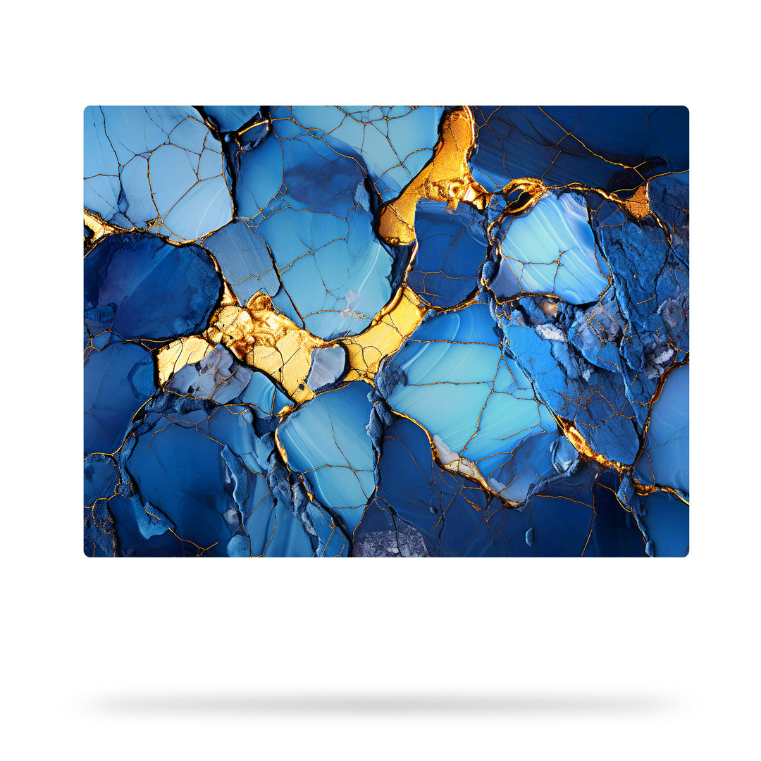 Abstraktes Marmor Kunstwerk - Blau-Gold