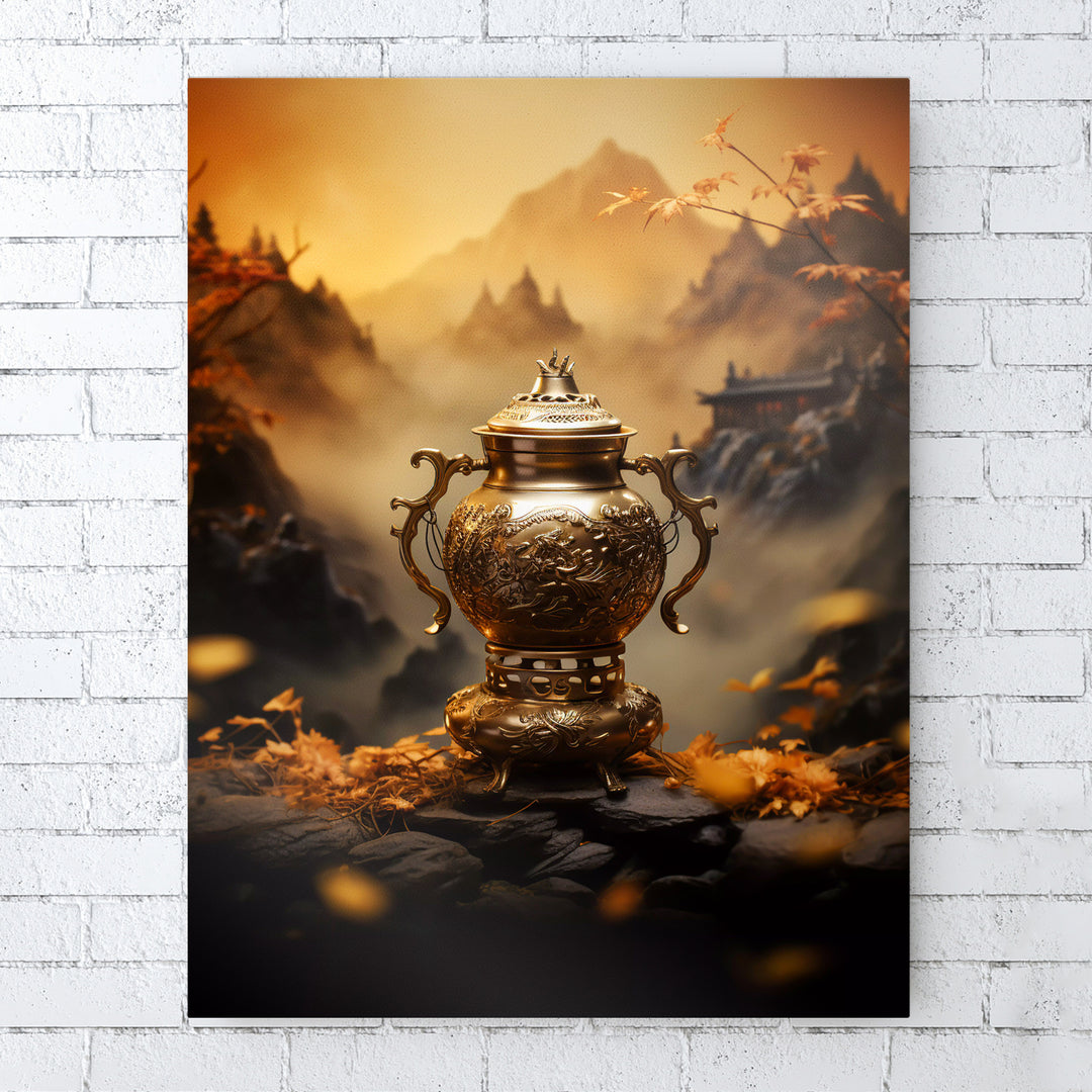 Antike Schätze - Goldene Chinesische Urne