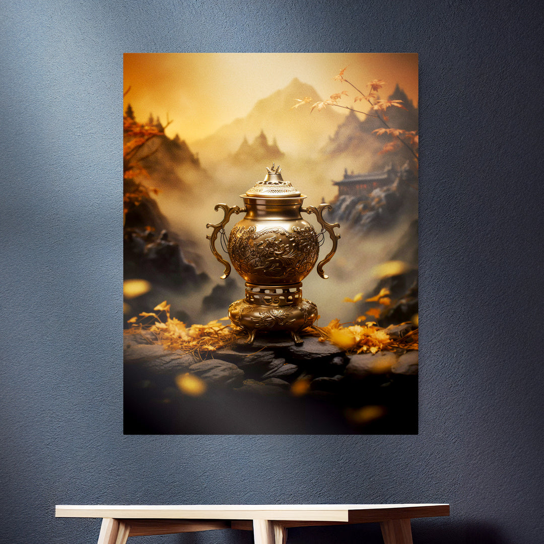 Antike Schätze - Goldene Chinesische Urne