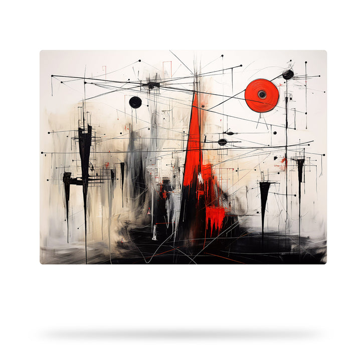 Lineares Chaos - Abstrakte Kunst in Schwarz und Rot