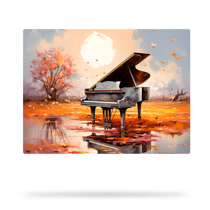 Melodie des Sumpfes - Abstraktes Ölgemälde eines Pianos im Feuchtgebiet
