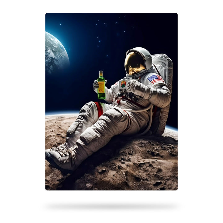 Mond Bierpause - Astronaut im Weltraum