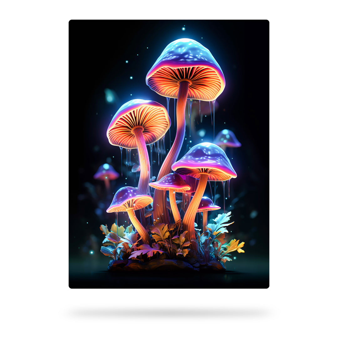 Neonträume der Natur - Psychedelische leuchtende Pilze in 3D