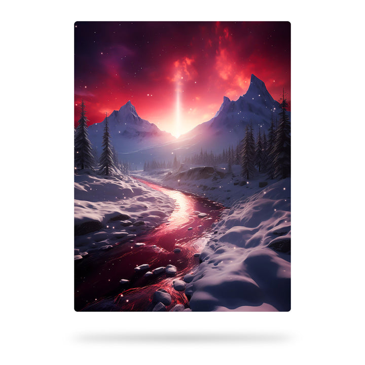 Nordlicht-Magie - Rote Aurora im Schneegebirge