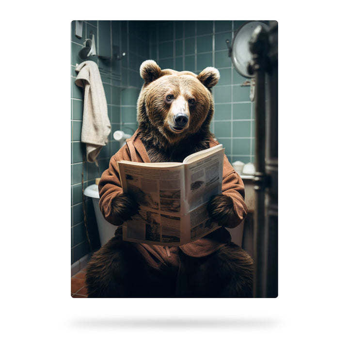 Private Momente - Ein Bär genießt seine Zeitung im Bad