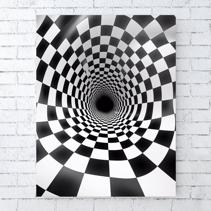 Retro Schachbrett Wirbel - Ein Sog aus Schwarz und Weiß