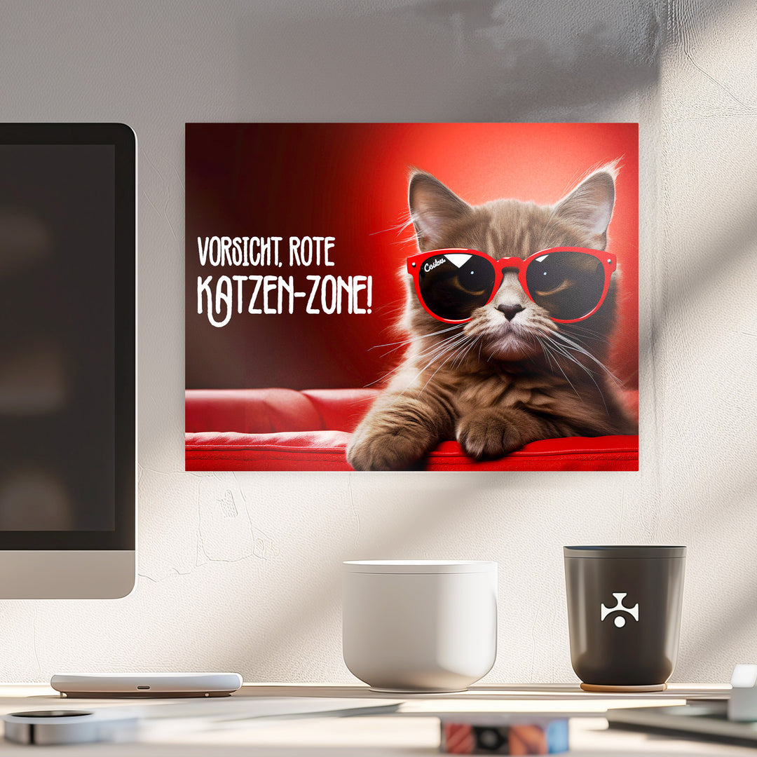 Rote Katzen Zone - Lustige Katze mit roter Brille