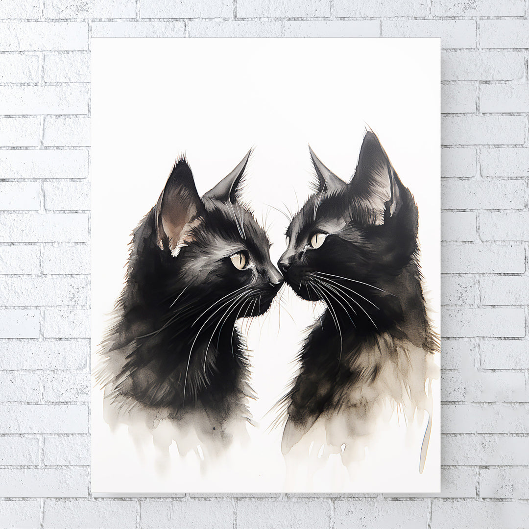 Tierische Aquarell Malerei - Süßes Kitten Geschwisterpaar auf Augenhöhe
