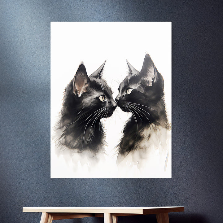 Tierische Aquarell Malerei - Süßes Kitten Geschwisterpaar auf Augenhöhe