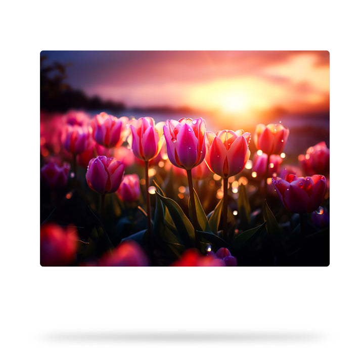 Tulpen im Abendschein - Blühendes Feld beim Sonnenuntergang