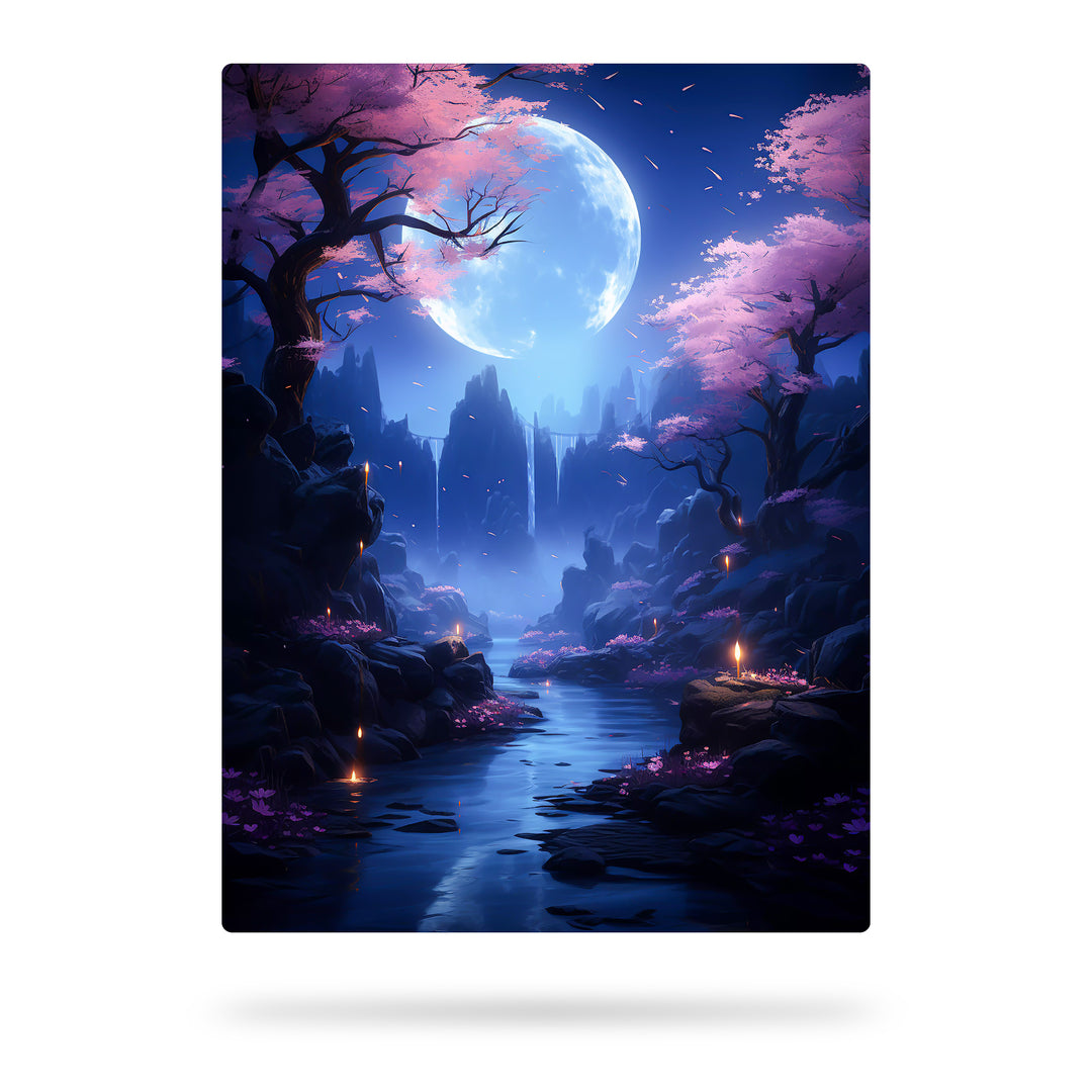 Verzauberter Wald in der Nacht - Fantasiewelt erwacht bei Mondschein zum Leben