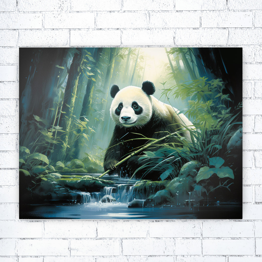 Waldgeflüster - Aquarellvision eines Pandas im Bambusschatten