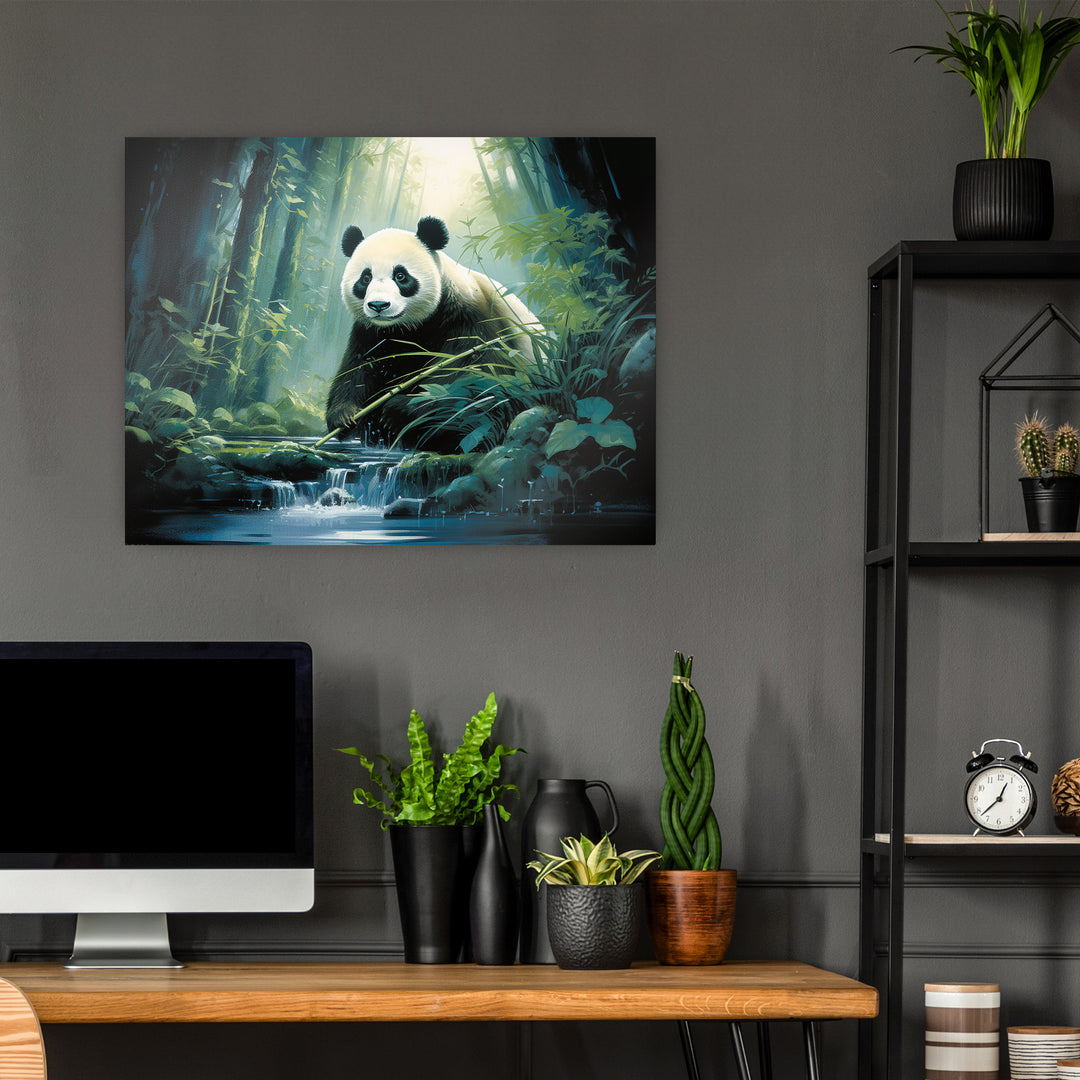 Waldgeflüster - Aquarellvision eines Pandas im Bambusschatten