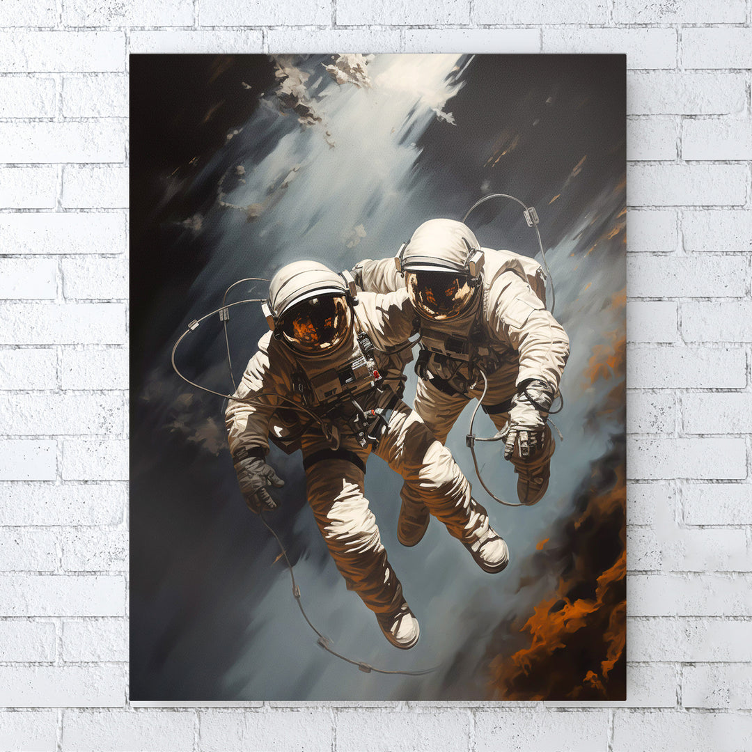 Weltraumwanderer - Zwei Astronauten in Nebeligen Sphären