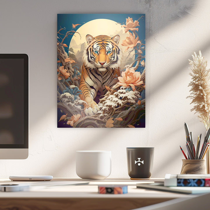 Wilder Pfad - Tiger im Dickicht im traditionellen asiatischen Kunstwerk