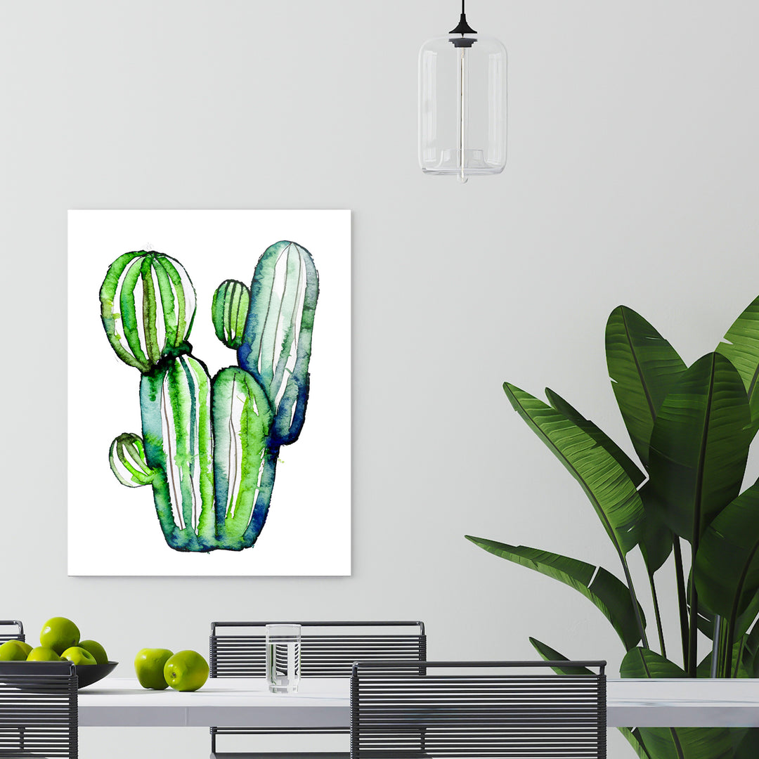 Wüstenpflanze in Aquarell - Das imposante grüne Kaktusbild
