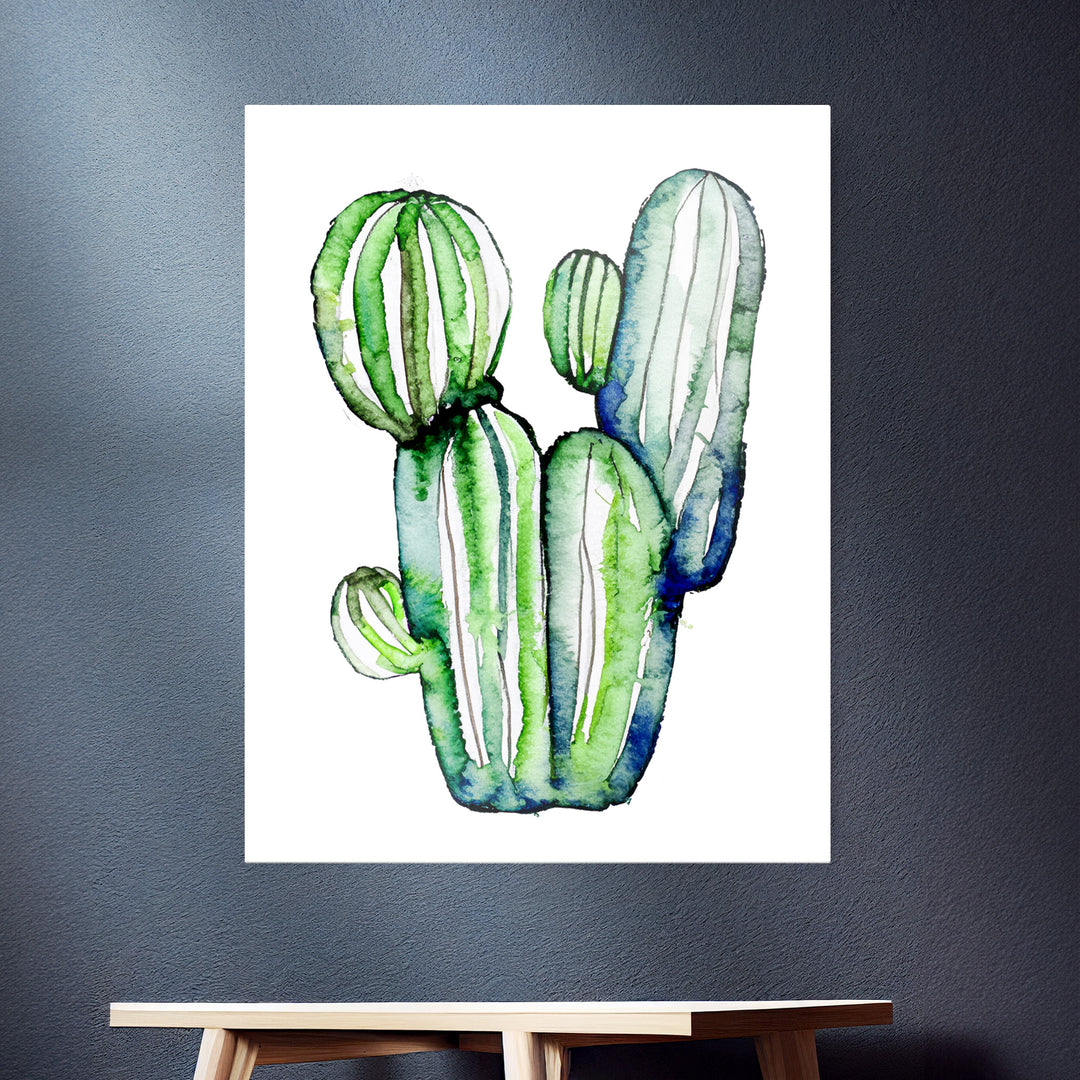 Wüstenpflanze in Aquarell - Das imposante grüne Kaktusbild