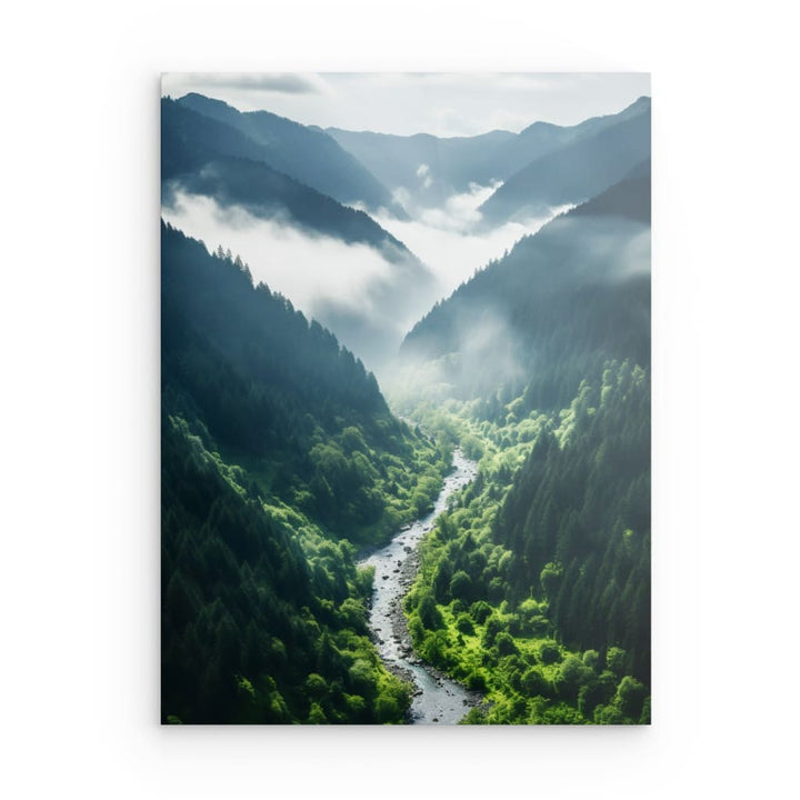 Verträumtes Flusstal - Nebelhafte Waldszenerie